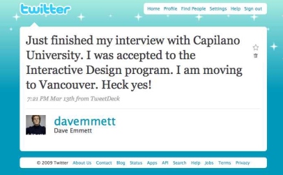 Just finished my interview with Capilano University. I was accepted to the Interactive Design program. I am moving to Vancouver. Heck yes!